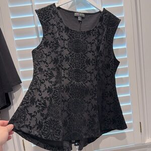 Forever 21 brand new black velvet Brocade damask style sleeveless blouse 2X